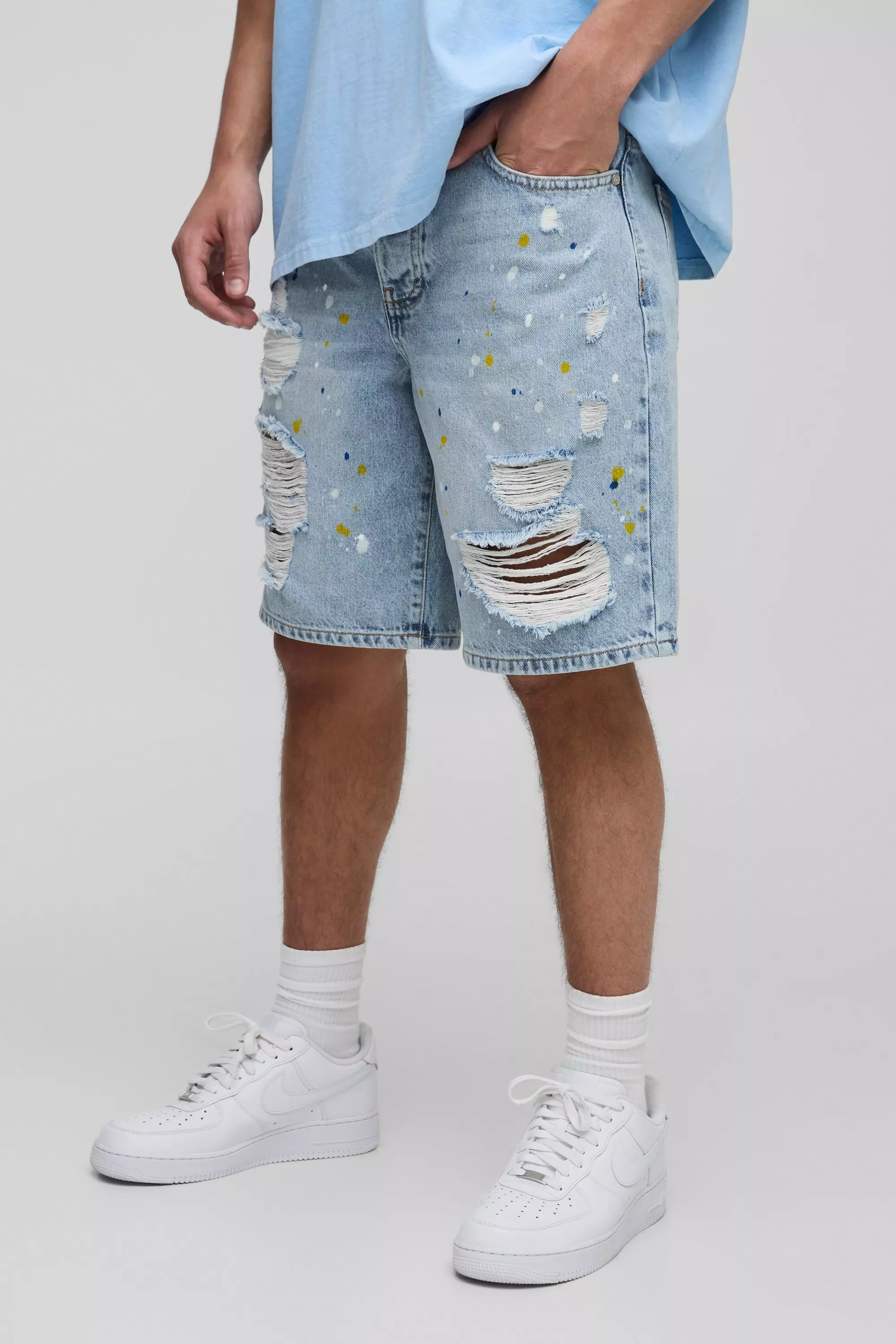 【MODIMOOD】CUT DETAIL DENIM HALF PANTS The Half-Pipe Bermuda Fray - Sow Surreal | MOTHER DENIM